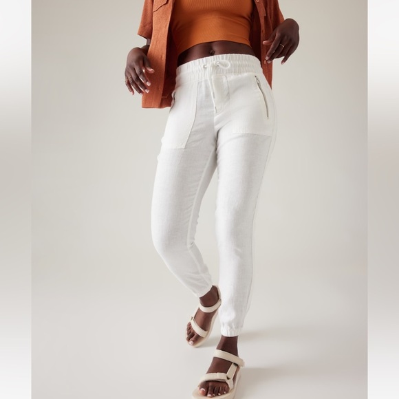 Athleta Cabo 100% linen joggers white 22591 - Picture 2 of 16